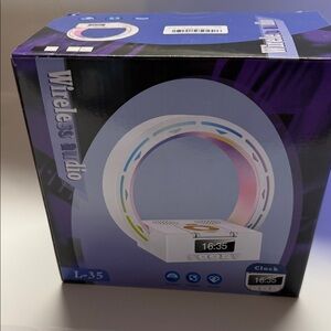 L-35 Wireless Audio LED Ring Light Alarm Clock Bluetooth Speaker- White